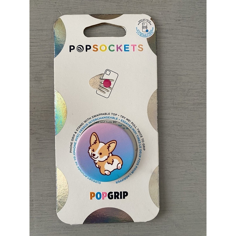 PopSockets PopGrip Corgi Dog Pastel Gradient Swappable Top Phone Grip Stand NEW